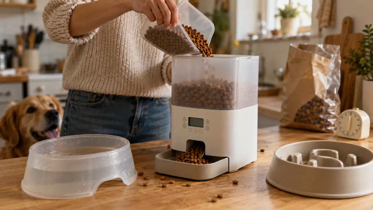 Distributeur de croquettes pour chien programmable : portion mesurée