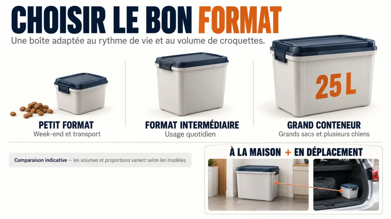 Boîte à croquettes chien : comparaison des formats pour la maison et le transport