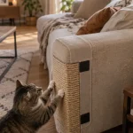 Griffoir chat canapé sur accoudoir, protège le canapé