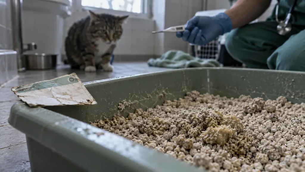 Mon chat urine beaucoup dans sa litière : litière humide, grains et gouttes