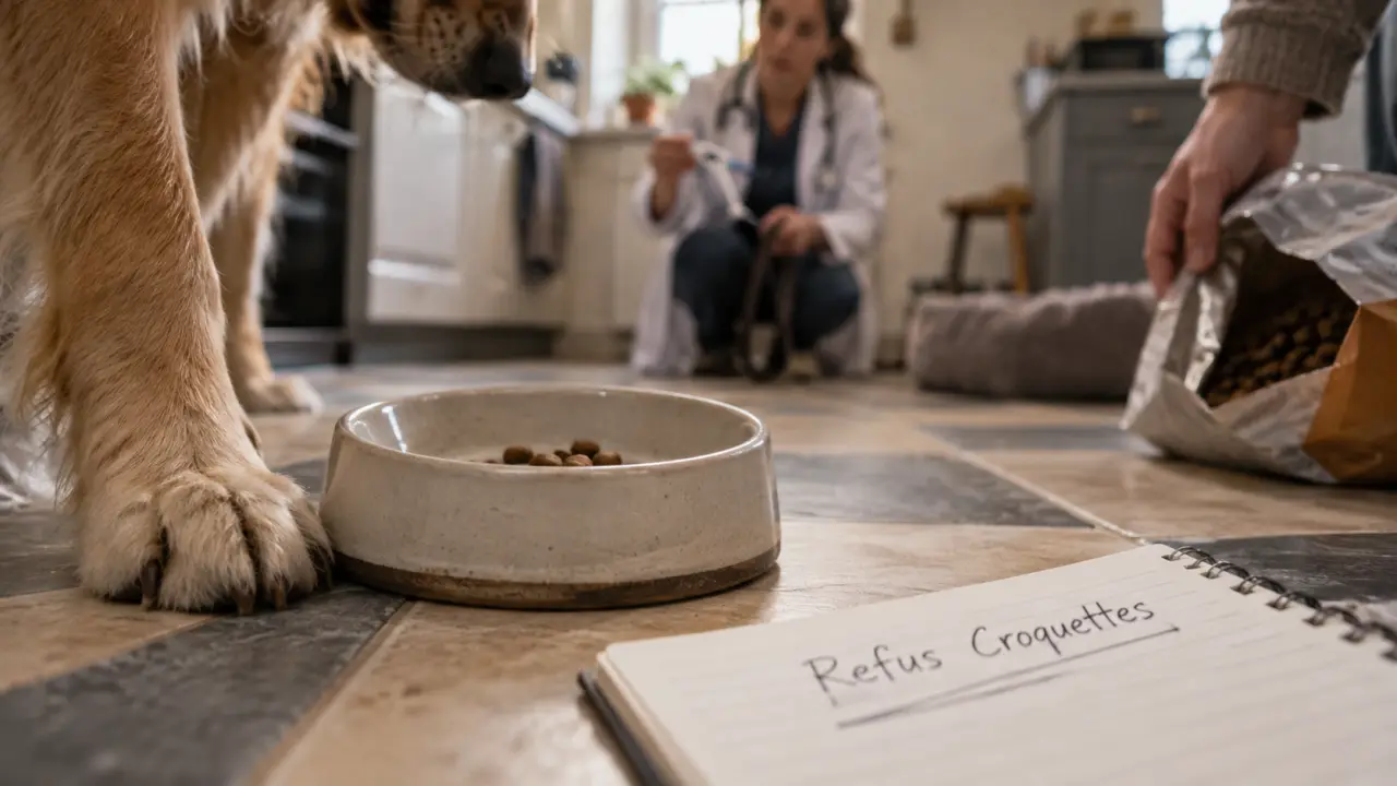 Mon chien ne veut plus manger ses croquettes : gamelle et patte, signes possibles de santé