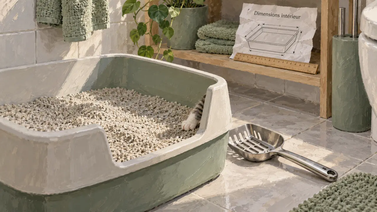 Petite litière pour chat en salle de bain compacte